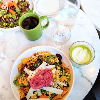 Mr West Coffee - Corn harvest salad and matcha latte - Wine Bars Near Me - Seattle, Washington Mr West Coffee - Corn harvest salad and matcha latte - Wine Bars Near Me - Seattle, Washington