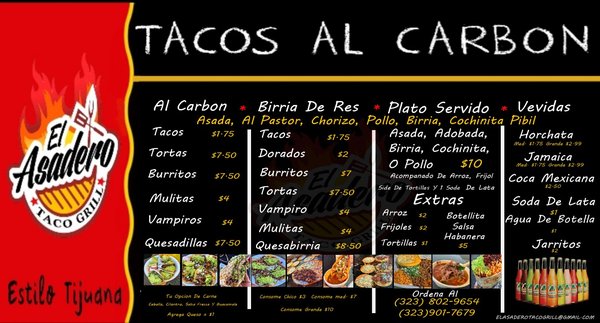 Menu photo 8 El Asadero Taco Grill Bakersfield, CA