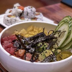Yosake - Poke bowl at Yosake and Salmon/Avocado roll.  For more food spots in Wilmington, follow @eat.and.drink.ilm on Instagram!