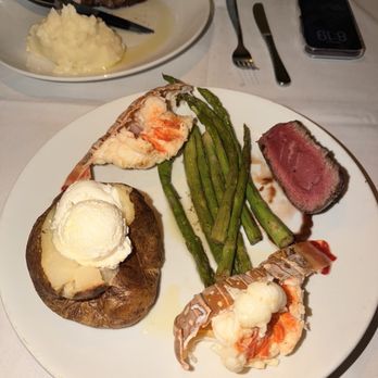 Steakhouse 10 - Filet, Asparagus, Baked Potato, Lobster tail - Steakhouses Near Me - Englewood, Colorado Steakhouse 10 - Filet, Asparagus, Baked Potato, Lobster tail - Steakhouses Near Me - Englewood, Colorado