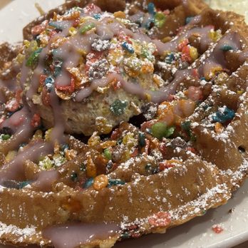 Sunnyside Up Breakfast and Lunch Cafe - Tutti-frutti waffle close-shot - Breakfast & Brunch Near Me - Albuquerque, New Mexico Sunnyside Up Breakfast and Lunch Cafe - Tutti-frutti waffle close-shot - Breakfast & Brunch Near Me - Albuquerque, New Mexico