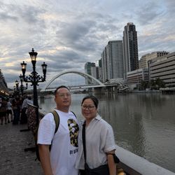 Jones Bridge - Plaza Mexico ferry station with pasig river and binondo-intramuros bridge in background at jones bridge