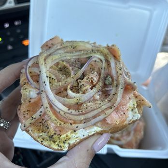 Luv n Donuts - Bagel, Cream Cheese, Smoked Salmon, Red Onion, Capers, & Lemon Pepper - Donuts Near Me - Santa Ana, California Luv n Donuts - Bagel, Cream Cheese, Smoked Salmon, Red Onion, Capers, & Lemon Pepper - Donuts Near Me - Santa Ana, California