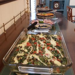 Dairy free avocado, spinach, tomato, potato & mushroom bake! Dairy-free hollandaise. Melon with balsamic vinegar, house-made biscotti Dairy free avocado, spinach, tomato, potato & mushroom bake! Dairy-free hollandaise. Melon with balsamic vinegar, house-made biscotti