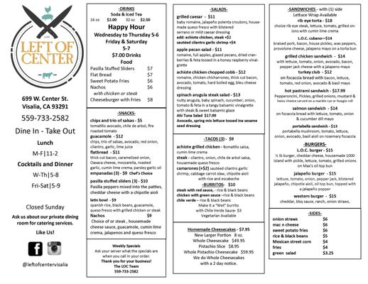 Menu photo 2 Left of Center Visalia, CA Menu photo 2 Left of Center Visalia, CA
