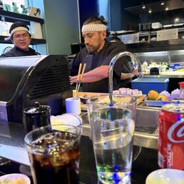 View from sushi counter -- excellent service View from sushi counter -- excellent service