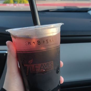 7 Leaves Cafe - Strawberry hibiscus tea with boba - Coffee & Tea Near Me - Carrollton, Texas