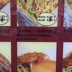 China-Mekong - Bebilderte Speisekarte mit jeweils 2 Preisen, man beachte die leckeren "Schrim"!