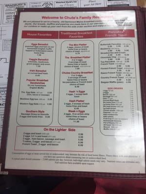 Menu photo 8 Chute's Family Restaurant Windham, ME