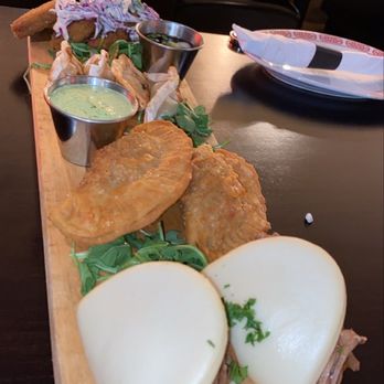 KUBA RESTAURANT - Sampler Ropa Vieja Bao Buns Chicken Teriyaki Potstickers Crab Cakes - Cuban Near Me - Fort Lee, New Jersey KUBA RESTAURANT - Sampler Ropa Vieja Bao Buns Chicken Teriyaki Potstickers Crab Cakes - Cuban Near Me - Fort Lee, New Jersey