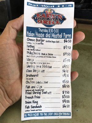 Menu photo 5 Earl's Hideaway Lounge Sebastian, FL