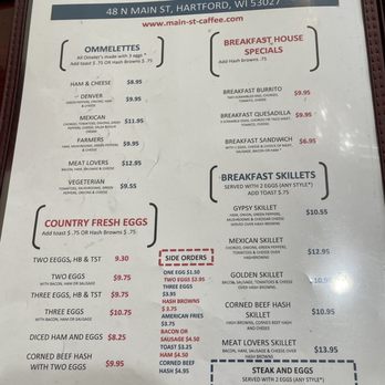 Main Street Cafe - a menu for breakfast - Breakfast & Brunch Near Me - Hartford, Wisconsin Main Street Cafe - a menu for breakfast - Breakfast & Brunch Near Me - Hartford, Wisconsin