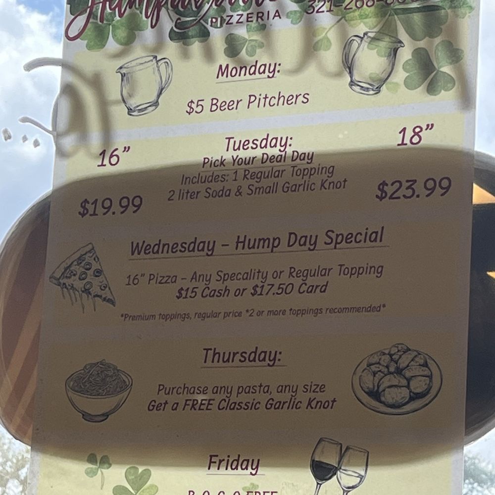 Humpavelli's Pizza - Specials - Pizza Near Me - Titusville, Florida Humpavelli's Pizza - Specials - Pizza Near Me - Titusville, Florida