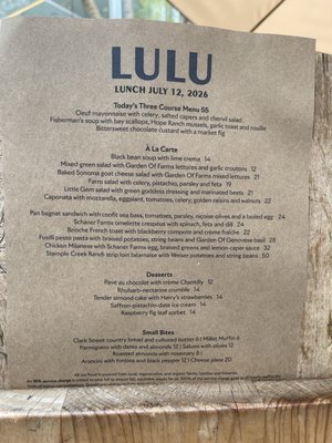 Menu photo 1 LULU Restaurant LA Los Angeles, CA Menu photo 1 LULU Restaurant LA Los Angeles, CA