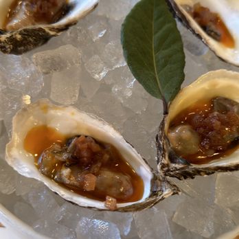 Nancy's Hustle - chilled oysters marinated in escabeche - New American Near Me - Houston, Texas Nancy's Hustle - chilled oysters marinated in escabeche - New American Near Me - Houston, Texas