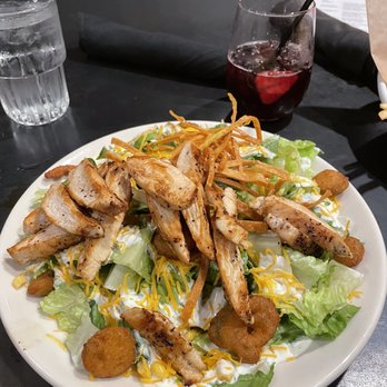 Bankhead Brewpub - Southwest chicken salad added crispy jalapeños with my favorite pomegranate sangria - Brewpubs Near Me - Fort Worth, Texas