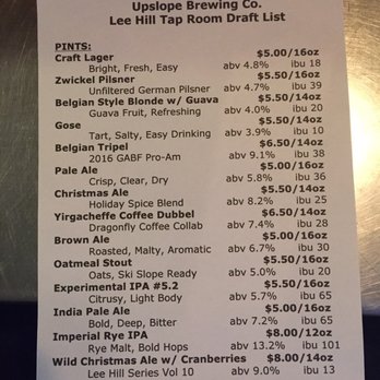 Upslope Brewing Company- Lee Hill - Menu del dia - Breweries Near Me - Boulder, Colorado