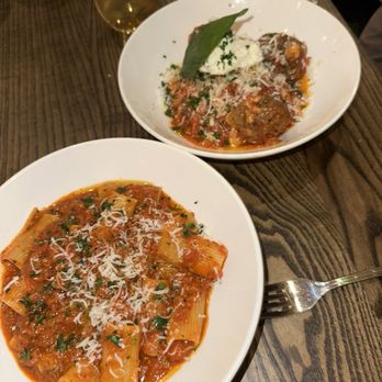 Luogo - Rigatoni Bolognese, Chitarra with Beef Meatballs - Italian Near Me - Nashville, Tennessee Luogo - Rigatoni Bolognese, Chitarra with Beef Meatballs - Italian Near Me - Nashville, Tennessee