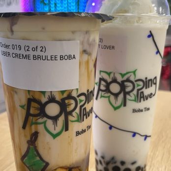Popping Ave Boba Tea - Ube crème brûlée and Coconut Milk Tea - Bubble Tea Near Me - Fresno, California