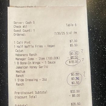 Scovilles - Wings overcharged compared to the menu over 20%. I only asked for the ranch that comes with the wings + one extra. Got charged for 4. - Chicken Wings Near Me - Salt Lake City, Utah Scovilles - Wings overcharged compared to the menu over 20%. I only asked for the ranch that comes with the wings + one extra. Got charged for 4. - Chicken Wings Near Me - Salt Lake City, Utah
