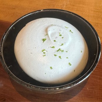 Morimoto Napa - Before the cracking of the meringue to expose the yuzu sorbet below - Japanese Near Me - Napa, California