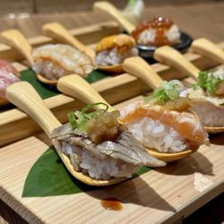 Izakaya Futago - A La Carte Sushi Spoon (front), Premium Sushi Spoon (back)