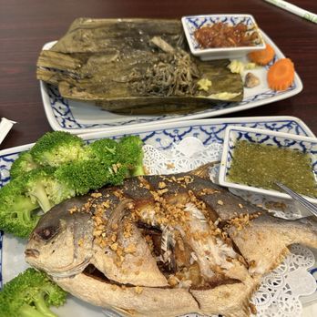 Lao Esan Kitchen - Fried pompano, fermented bamboo - Thai Near Me - Lake Elsinore, California Lao Esan Kitchen - Fried pompano, fermented bamboo - Thai Near Me - Lake Elsinore, California