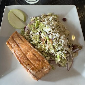 Fork + Ale House - Shaved Brussel Sprout Salad and added salmon - Breweries Near Me - Carmel, Indiana