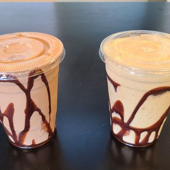 Meat N Melt - Left, chocolate shake. Right, biscoff shake. - Burgers Near Me - Libertyville, Illinois