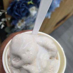 Berry blend ice cream with coconut topping