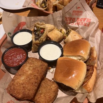 Chili's - Triple Appetizer: mozzarella sticks, southwestern egg rolls, and Big Mouth bites (hamburgers) - Bars Near Me - Waldorf, Maryland