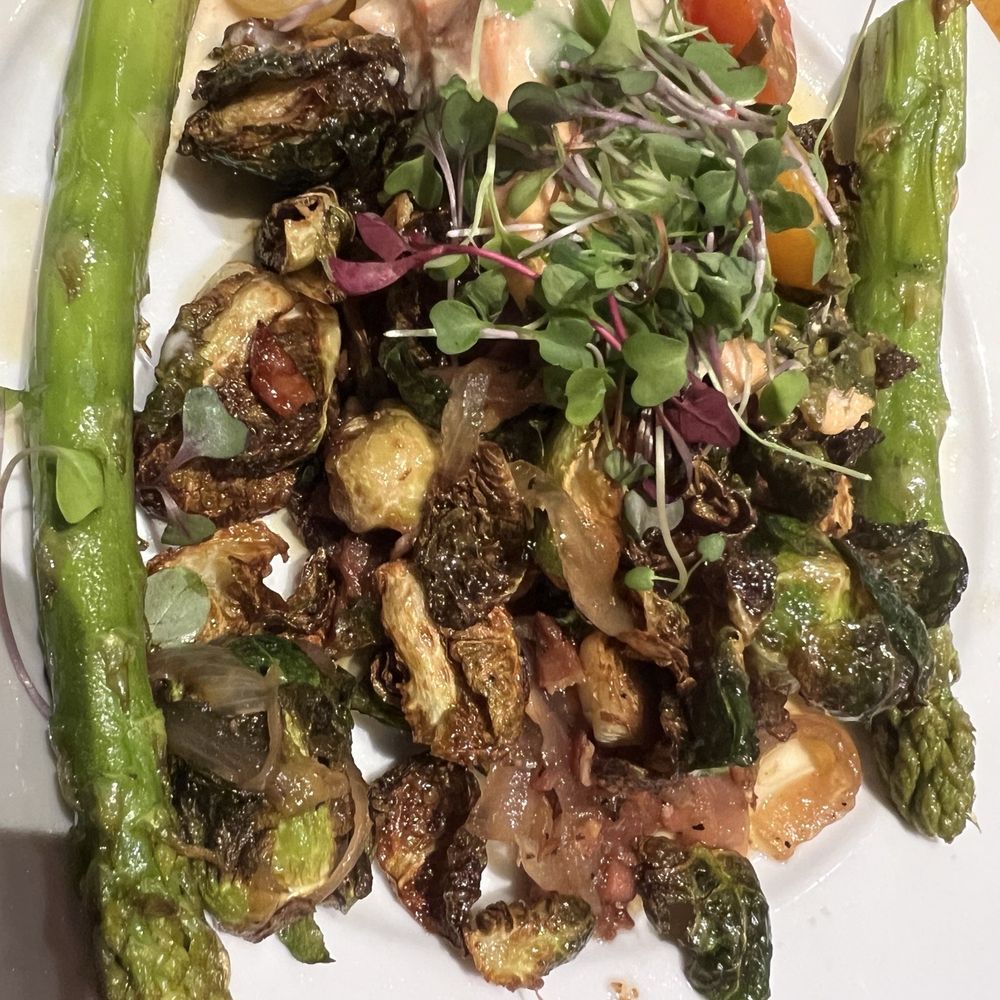 Paul Martin's American Grill Irvine Spectrum - Salmon wit asparagus and brussel sprouts - New American Near Me - Irvine, California
