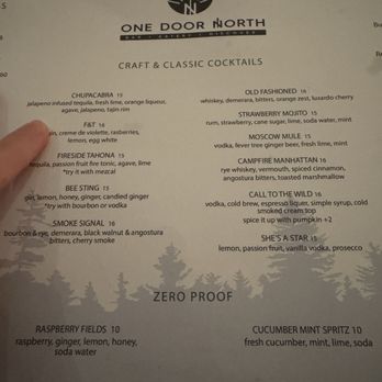 One Door North - Cocktail menu - New American Near Me - San Diego, California One Door North - Cocktail menu - New American Near Me - San Diego, California