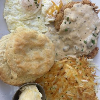Union Biscuit - Friend chicken with mushroom gravy and two eggs over easy + Hashbrowns, biscuit , and honey butter - Breakfast & Brunch Near Me - Las Vegas, Nevada Union Biscuit - Friend chicken with mushroom gravy and two eggs over easy + Hashbrowns, biscuit , and honey butter - Breakfast & Brunch Near Me - Las Vegas, Nevada