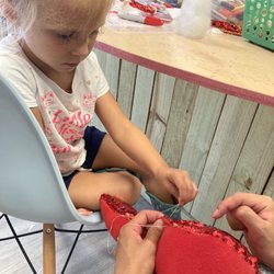 Suzy Makes Mermaids - Helping to sew.