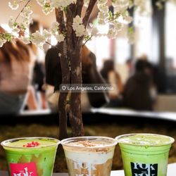 Strawberry shortcake matcha, Chestnut latte, Mango matcha