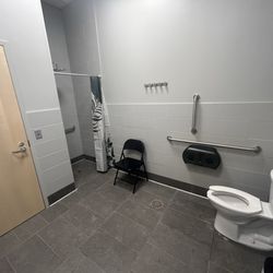 Two private bathrooms with showers. One without a shower