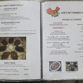 Asian Cafe Express - Two menu pages from Asian Cafe Express in Mesa, AZ, displaying dinner specials, set dinners, and party tray options with prices and dish descriptions. - Chinese Near Me - Mesa, Arizona