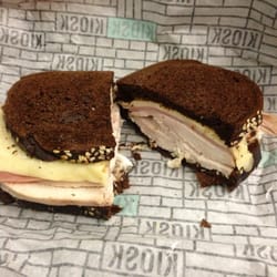 Ham and Turkey with Emmanthal on black rye