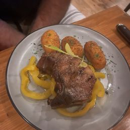 Pork chop with polenta croquettes Pork chop with polenta croquettes