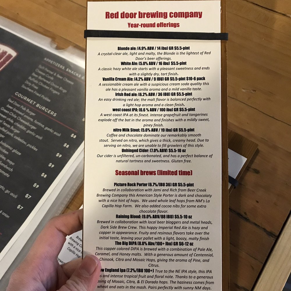 Red Door Brewing - Beer menu - Breweries Near Me - Clovis, New Mexico