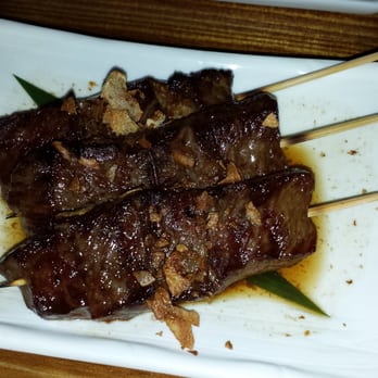 Ramen Wasabi - Beef Short Rib Grilled Skewers with Ponzu and Garlic Chips - Ramen Near Me - Chicago, Illinois Ramen Wasabi - Beef Short Rib Grilled Skewers with Ponzu and Garlic Chips - Ramen Near Me - Chicago, Illinois
