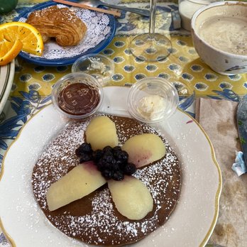 La Note - Lemon Gingerbread Pancakes and Poached Pears - French Near Me - Berkeley, California