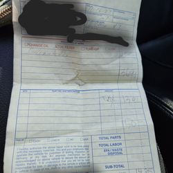 Firestone - Receipt of what they charged