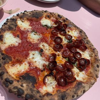 Bettina - Half Margarita half pepperoni omg so good - Pizza Near Me - Santa Barbara, California Bettina - Half Margarita half pepperoni omg so good - Pizza Near Me - Santa Barbara, California