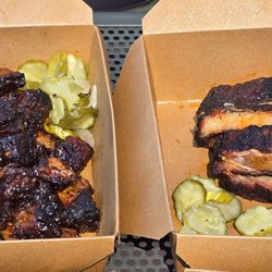 Two Scotts Barbecue - 1 lb burnt ends and 1/2 lb ribs