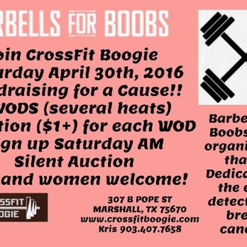 Crossfit Boogie - Crossfit Boogies Fundraises for Breast Cancer Research! - Interval Training Gyms Near Me - Marshall, Texas Crossfit Boogie - Crossfit Boogies Fundraises for Breast Cancer Research! - Interval Training Gyms Near Me - Marshall, Texas