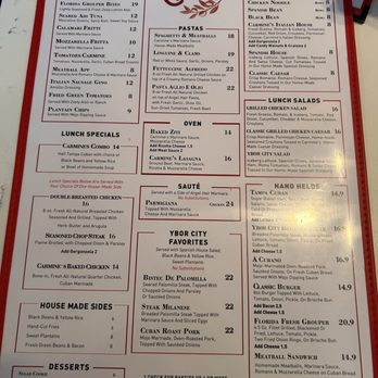 Carmine's Restaurant and Bar - Carmine lunch menu front - Spanish Near Me - Tampa, Florida Carmine's Restaurant and Bar - Carmine lunch menu front - Spanish Near Me - Tampa, Florida