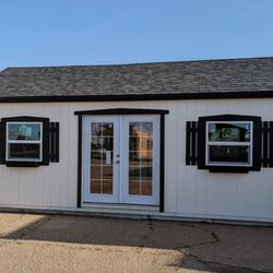 Five Star Sheds Kingman - This is a beautiful shed that is loaded with all our options. French doors (2) 3x3 vinyl windows with shutters and flower boxes, 6x5 double
