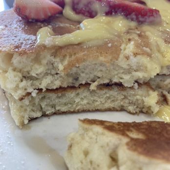 First Watch - Lemon Ricotta pancakes cross-section shot; no layer of ricotta anymore, I guess - Breakfast & Brunch Near Me - Boca Raton, Florida